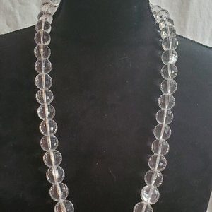 Clear Round Beaded Necklace Long